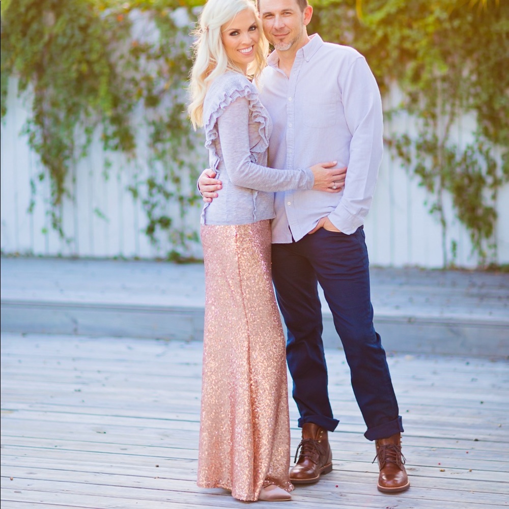 Rose gold maxi mermaid skirt